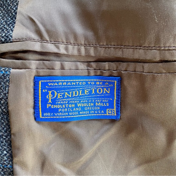 Vintage Pendleton Single Breast Plaid Wool Blazer Size 42 Made In USA - Picture 8 of 8